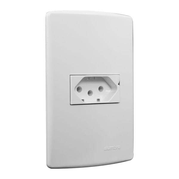 Encontraproduto.com.br - Conjunto Montado Tomada 2P+T 10A 250V Pb Horizontal Branco Siena Alumbra