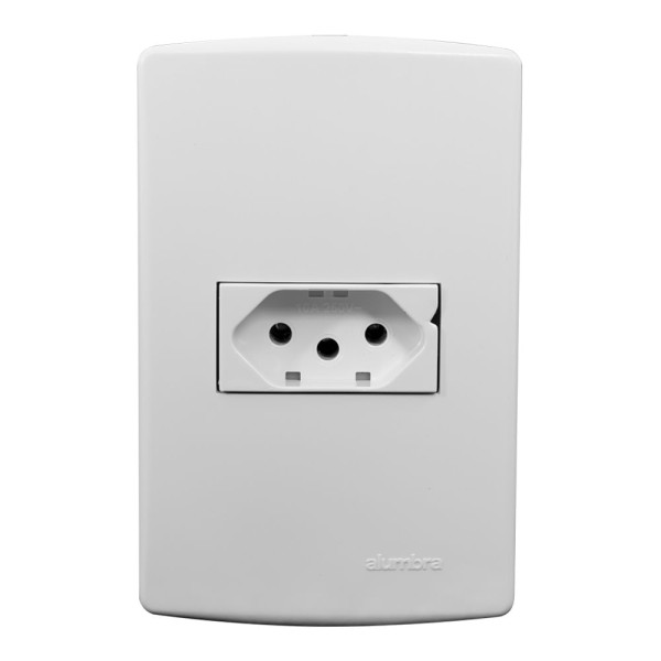 Encontraproduto.com.br - Conjunto Montado Tomada 2P+T 10A 250V Pb Horizontal Branco Siena Alumbra