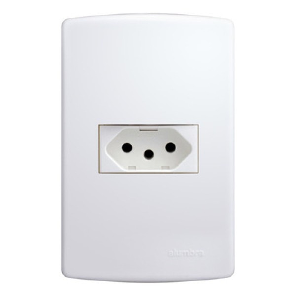 Encontraproduto.com.br - Conjunto Montado Tomada 2P+T 10A 250V Pb Horizontal Branco Siena Alumbra