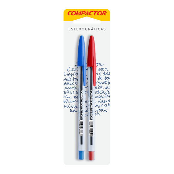 Encontraproduto.com.br - Caneta Esferográfica 0.7mm Azul e Vermelho 2 Unidades Compactor
