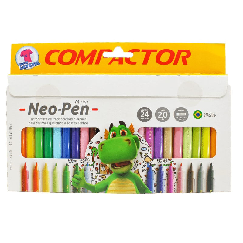 Caneta Hidrográfica Compactor Neo-Pen Mirim 24 Cores
