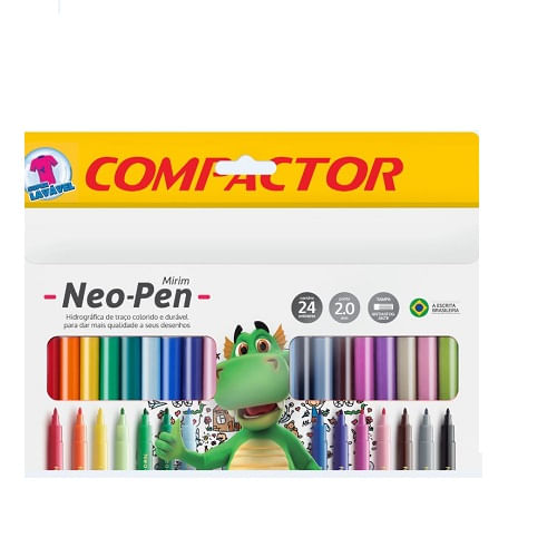 Encontraproduto.com.br - Caneta Hidrográfica Compactor Neo-Pen Mirim 24 Cores