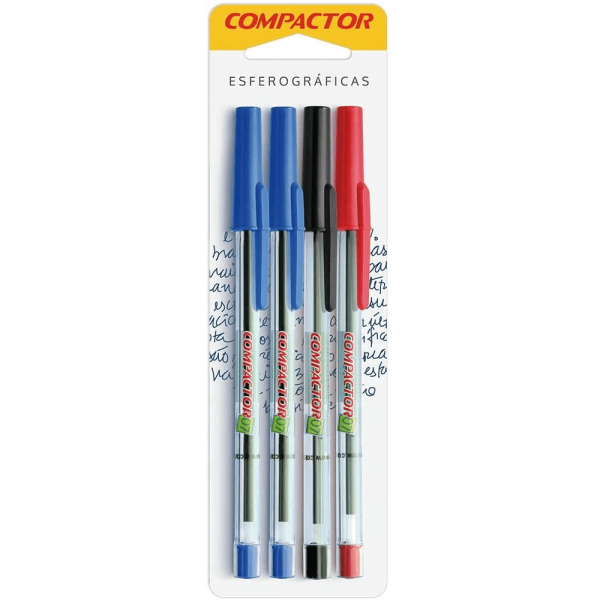 Encontraproduto.com.br - Caneta Esferográfica Compactor 07 0.8mm Sortida - 4un