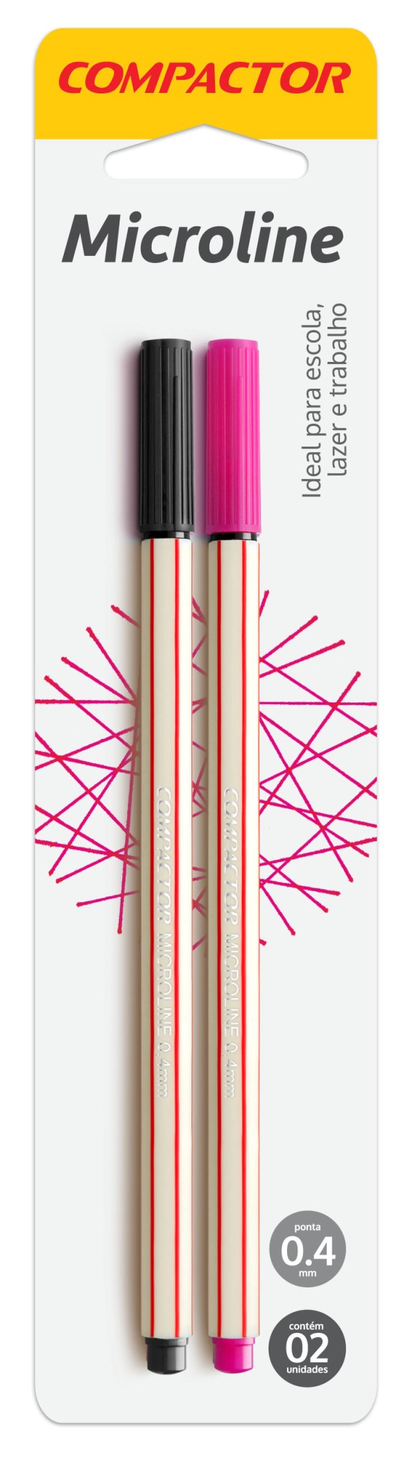 Encontraproduto.com.br - Caneta Fineliner Compactor Microline 0.4mm Preto e Rosa - 2un