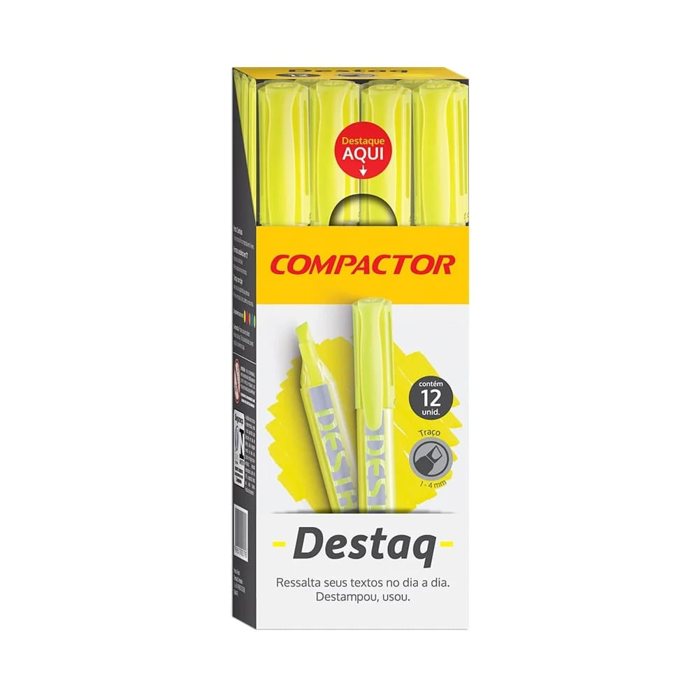 Encontraproduto.com.br - Marcador de Texto Destaq Amarelo Compactor