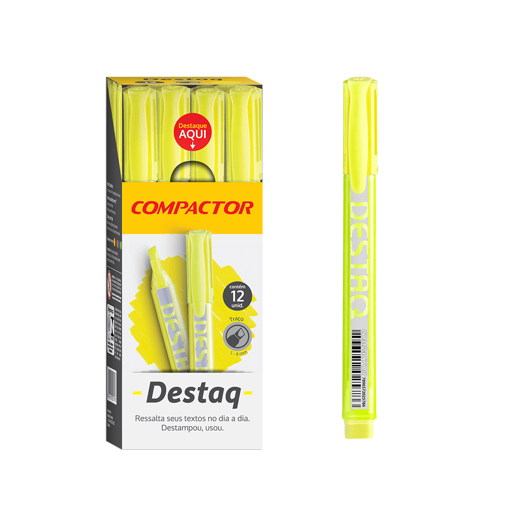 Encontraproduto.com.br - Marcador de Texto Destaq Amarelo Compactor