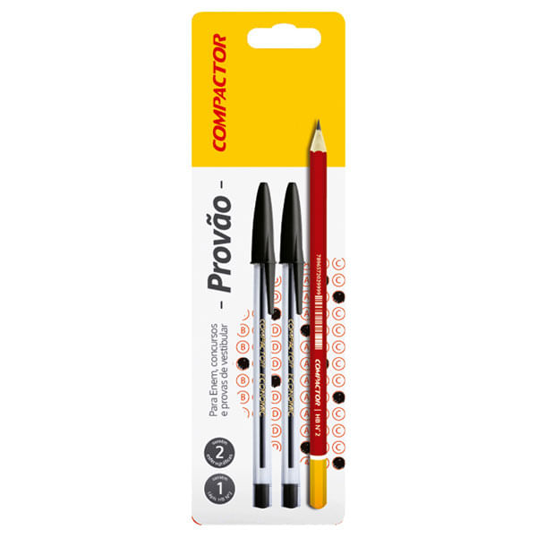 Encontraproduto.com.br - Kit Lápis + Caneta Conjunto Provão Blister C/3 - Compactor Kit Caneta + Lápis Conjunto Provão Blister C/3 - Compactor