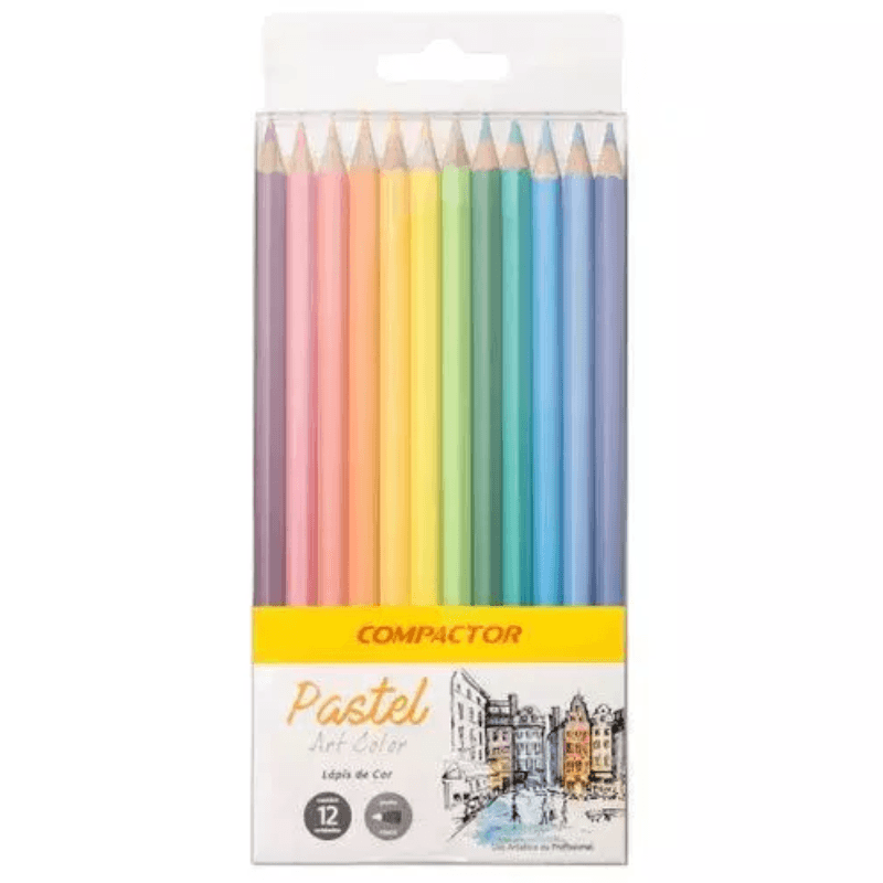 Encontraproduto.com.br - Lápis de Cor Compactor Art Color Pastel com 12 Cores