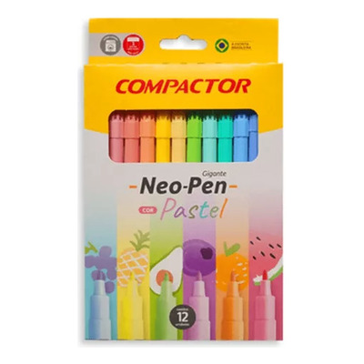 Encontraproduto.com.br - Canetinha Hidrográfica Neo Pen Gigante 12 Cores Pastéis Compactor