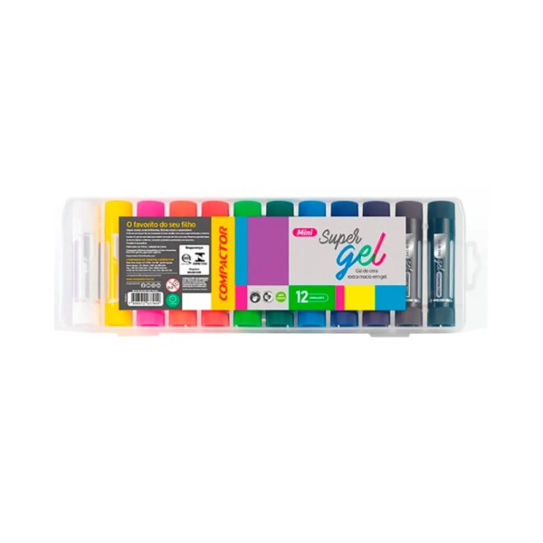 Encontraproduto.com.br - Lápis de Cera Super Gel Mini C/12 - Compactor