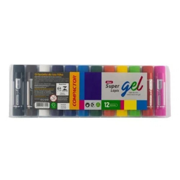Encontraproduto.com.br - Lápis de Cera Super Gel Mini C/12 - Compactor
