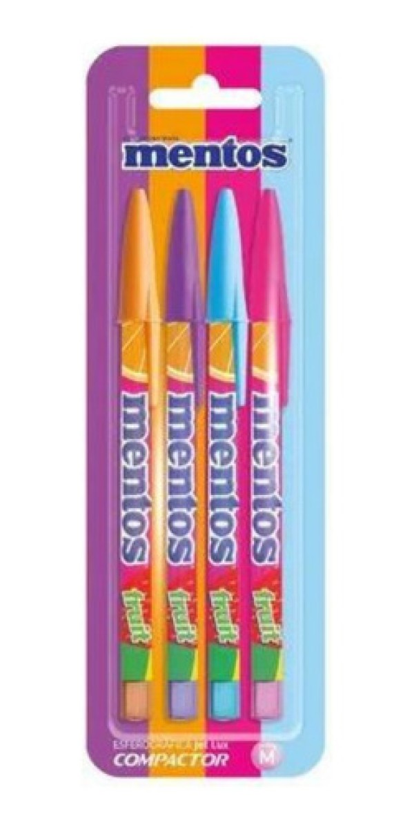 Caneta Mentos Compactor Colorida 4 Cores Jet Lux 1.0mm