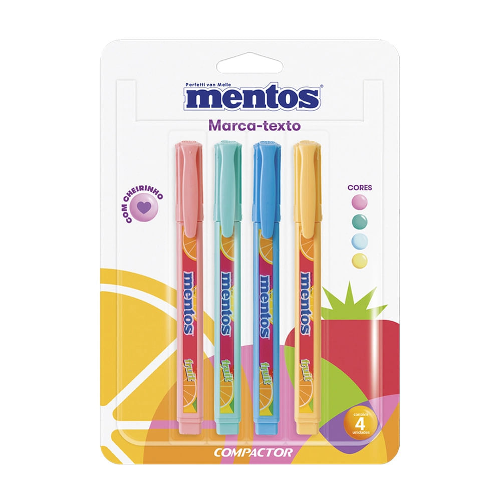 Encontraproduto.com.br - Marca Texto Mentos 4 Cores Pastel