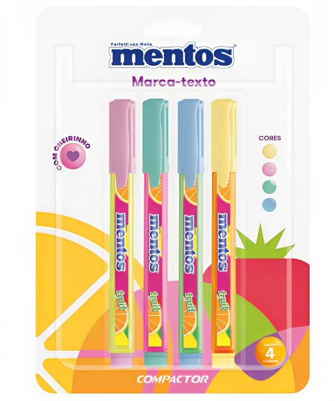 Marca Texto Mentos 4 Cores Pastel