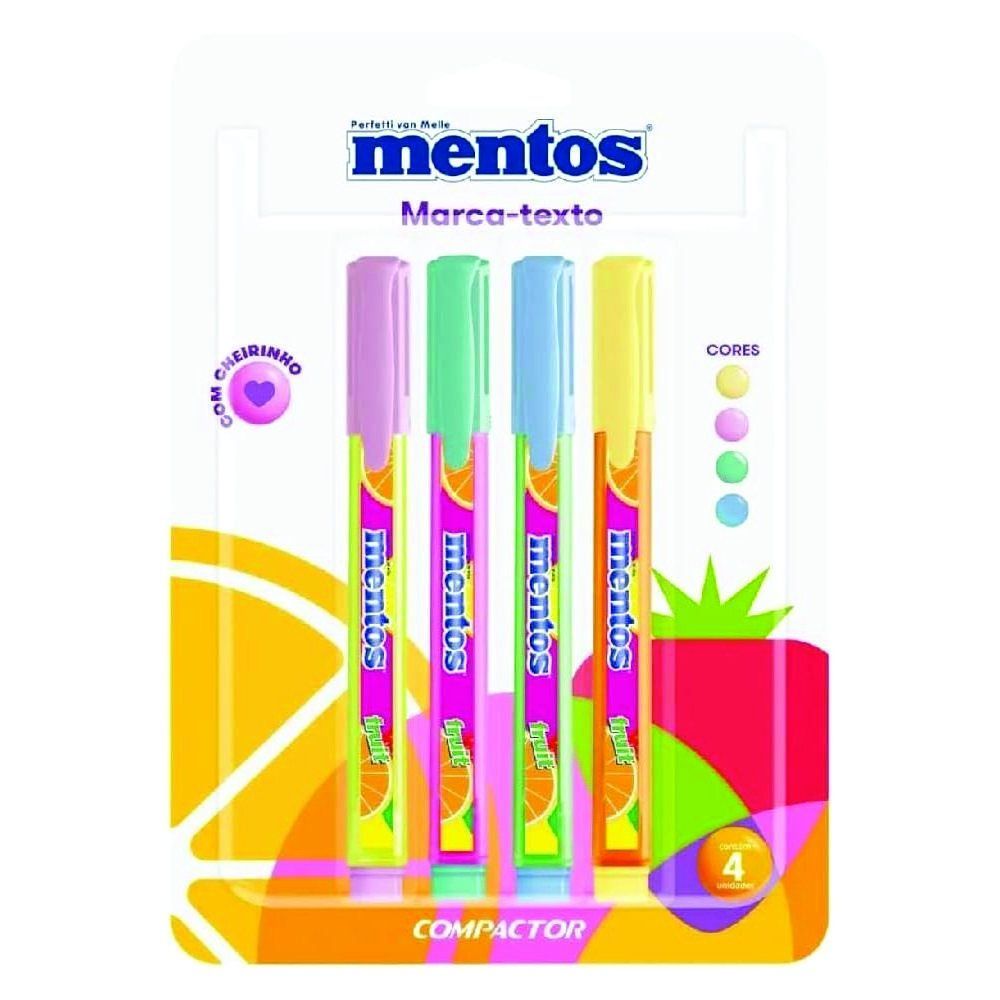 Encontraproduto.com.br - Marca Texto Mentos 4 Cores Pastel