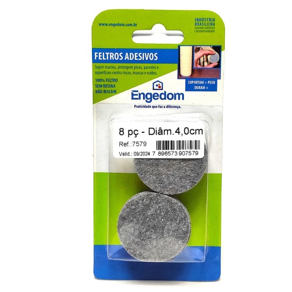 Encontraproduto.com.br - Feltro Cinza Diâmetro 4.0cm Com 8 Peças Engedom