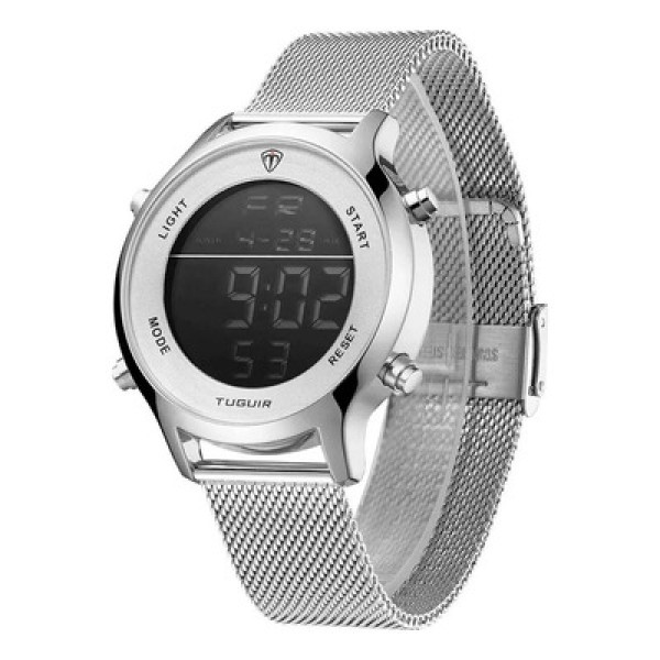 Encontraproduto.com.br - Relógio Tuguir Masculino Ref: Tg101 Tg30039 Digital Mesh Prateado