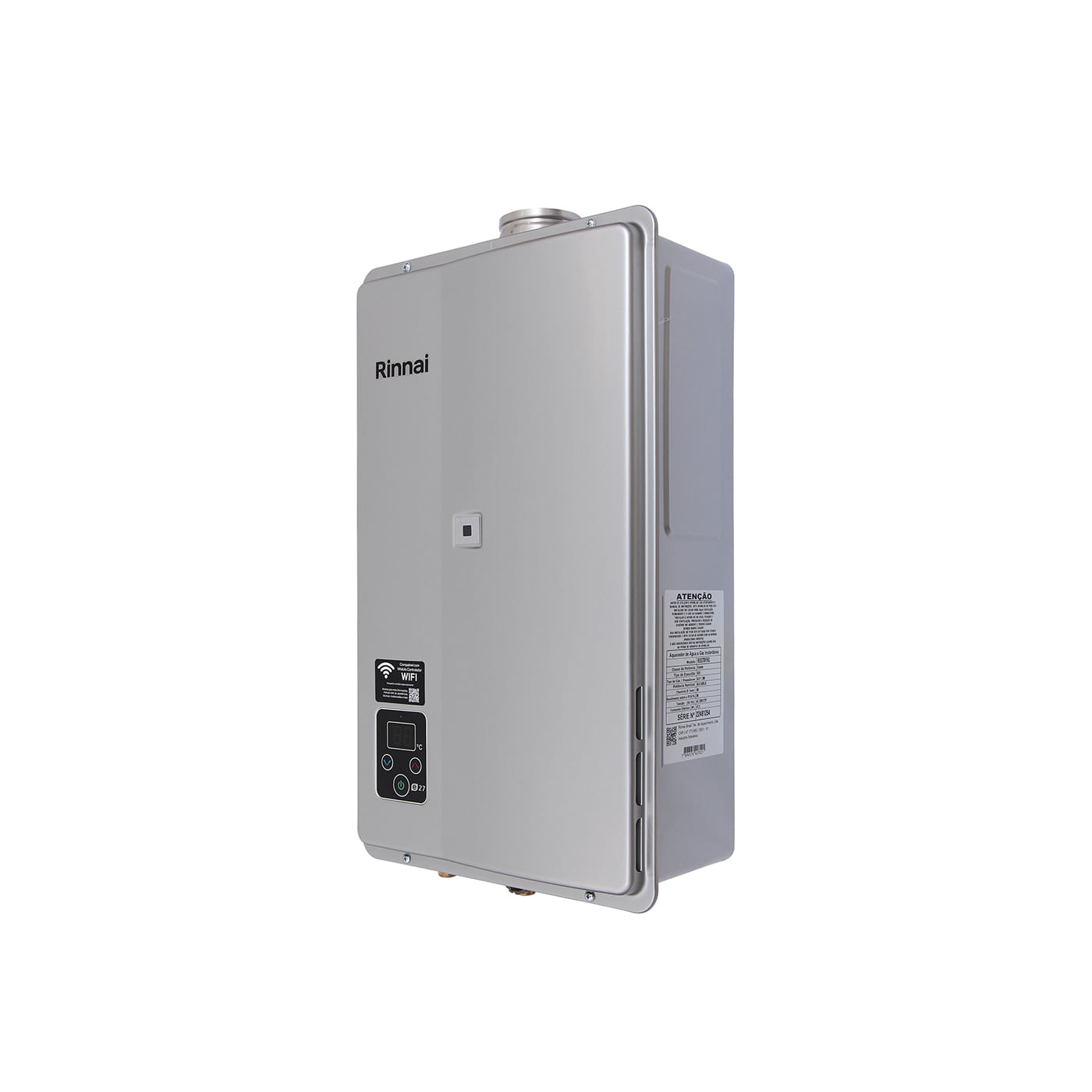 Encontraproduto.com.br - Aquecedor De Água A Gás  Digital Reu-E270 Feh 27L Glp Prata Bivolt Rinnai