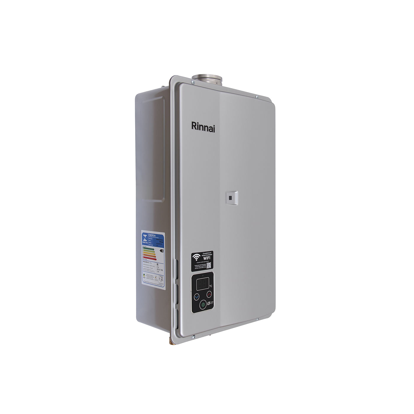 Encontraproduto.com.br - Aquecedor De Água A Gás Digital  Reu-E270 Feh 27L Gn Prata Bivolt Rinnai