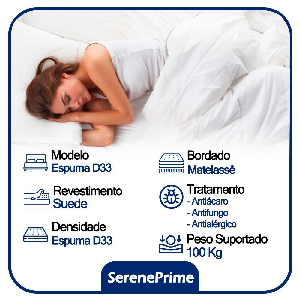 Cama Box Baú Solteiro Suede + Colchão De Espuma D33 - Sereneprime - 88cm Bege