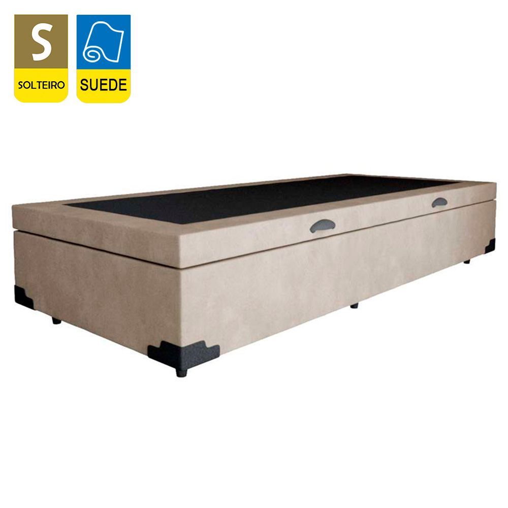 Encontraproduto.com.br - Cama Box Baú Solteiro Suede + Colchão De Espuma D33 - Sereneprime - 88cm Bege
