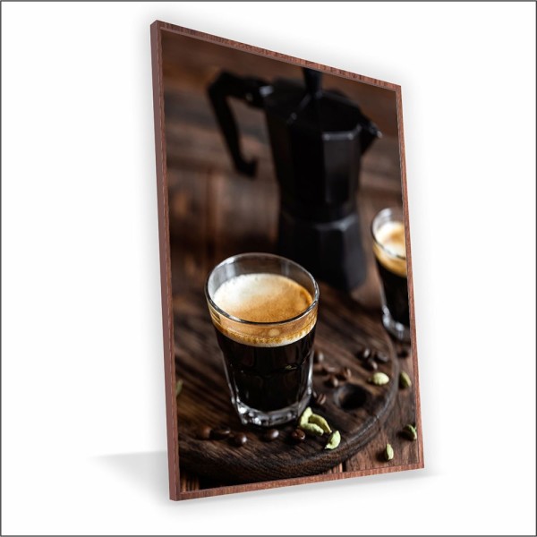 Encontraproduto.com.br - Quadro Bule Café Vinil Sem Vidro Tamanho-moldura 90x60 Caixa Cor Madeira