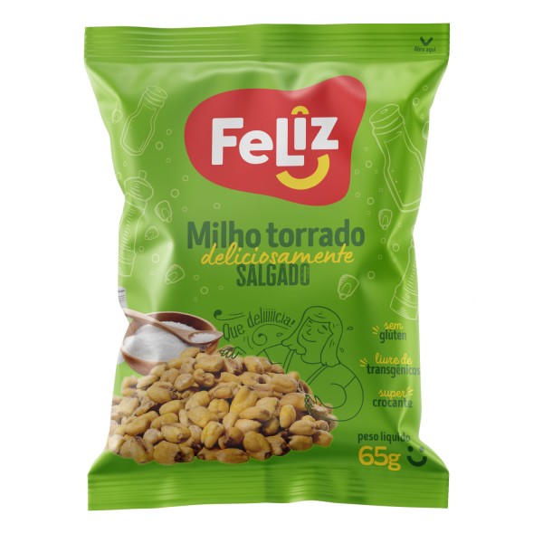 Milho Torrado FELIZ Salgado sem Glúten 65g