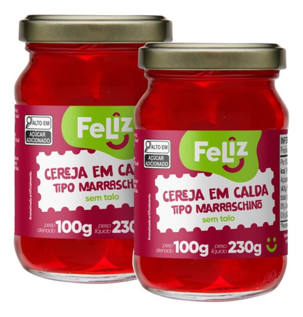 Kit Com 2 Unidades Cereja Sem Talo Feliz 100g