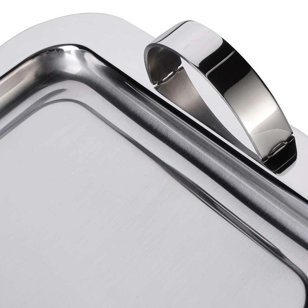 Encontraproduto.com.br - Bandeja Retangular Inox Com Alças 34x25 Café Chá Decorativa