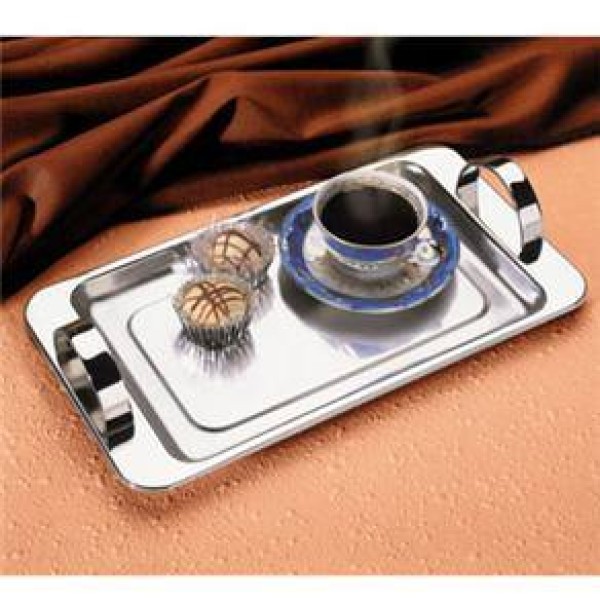 Encontraproduto.com.br - Bandeja Retangular Cafézinho Com Alças 30x17 Cm Aço Inox