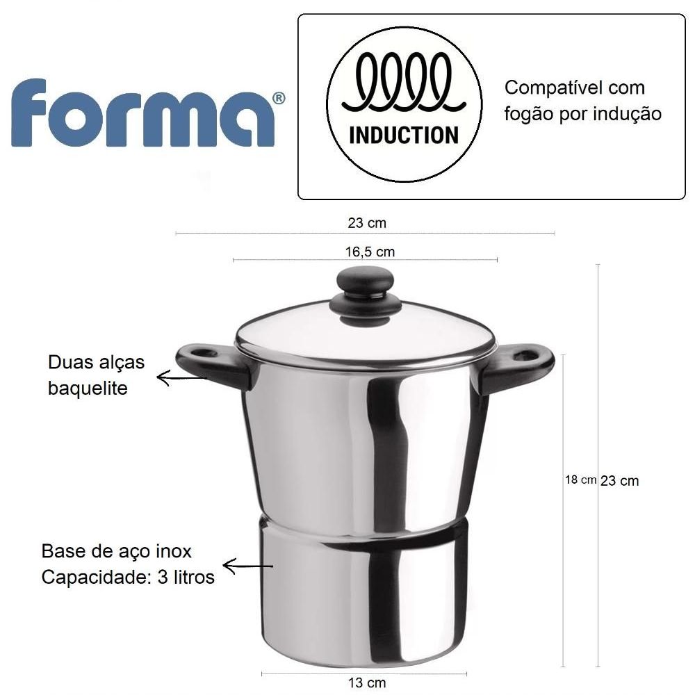 Encontraproduto.com.br - Cuscuzeira em inox Forma 3 litros