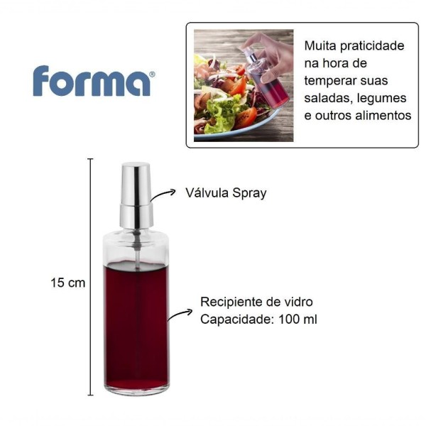 Encontraproduto.com.br - Vinagreiro De Vidro Spray 100ml Azeiteiro Temperar Salada Galheta Galheteiro Multiuso Mesa Servir
