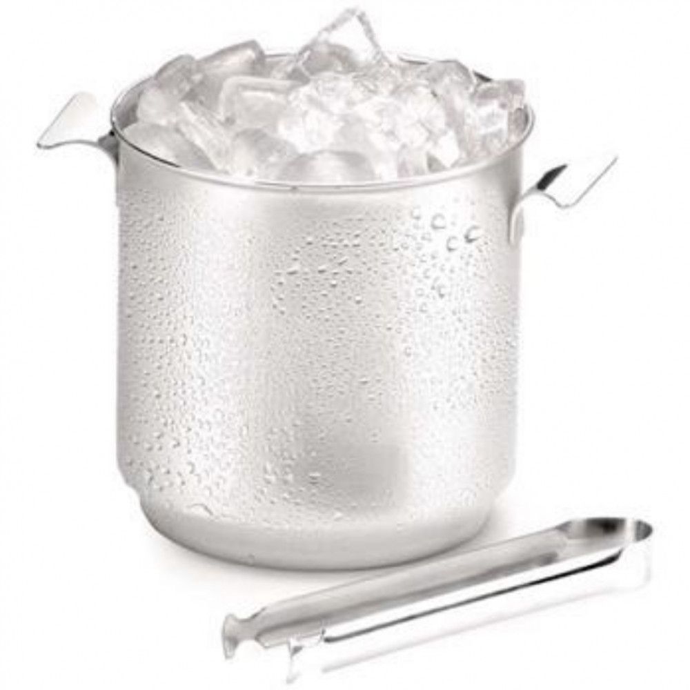 Encontraproduto.com.br - Balde Para Gelo Com Pinça Forma Bartender Em Aço Inox - 3 L Inox