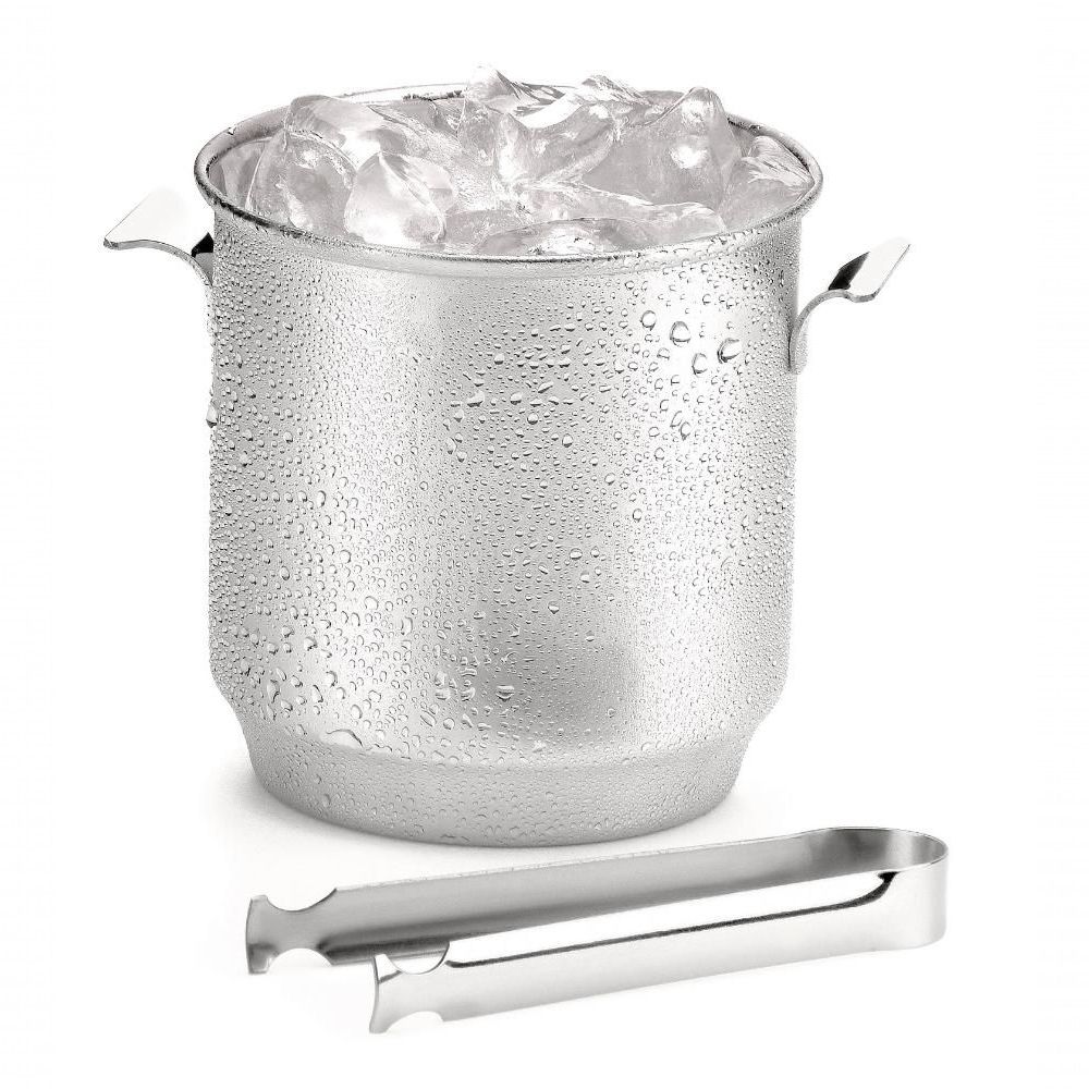 Encontraproduto.com.br - Balde Para Gelo Com Pinça Forma Bartender Em Aço Inox - 3 L Inox