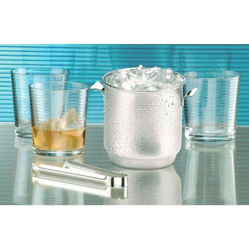 Encontraproduto.com.br - Balde Para Gelo Com Pinça Forma Bartender Em Aço Inox - 3 L Inox