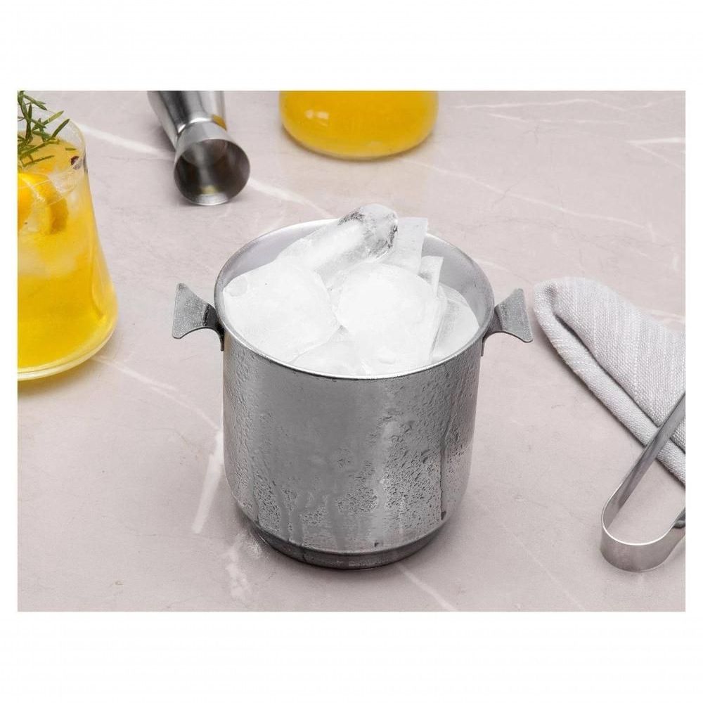 Encontraproduto.com.br - Balde Para Gelo Com Pinça Forma Bartender Em Aço Inox - 3 L Inox