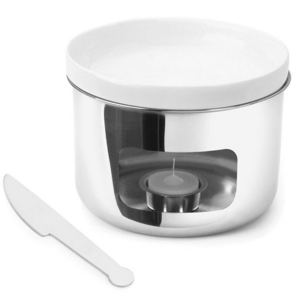 Encontraproduto.com.br - Fondue para queijo brie inox com espátulas Forma 4 peças