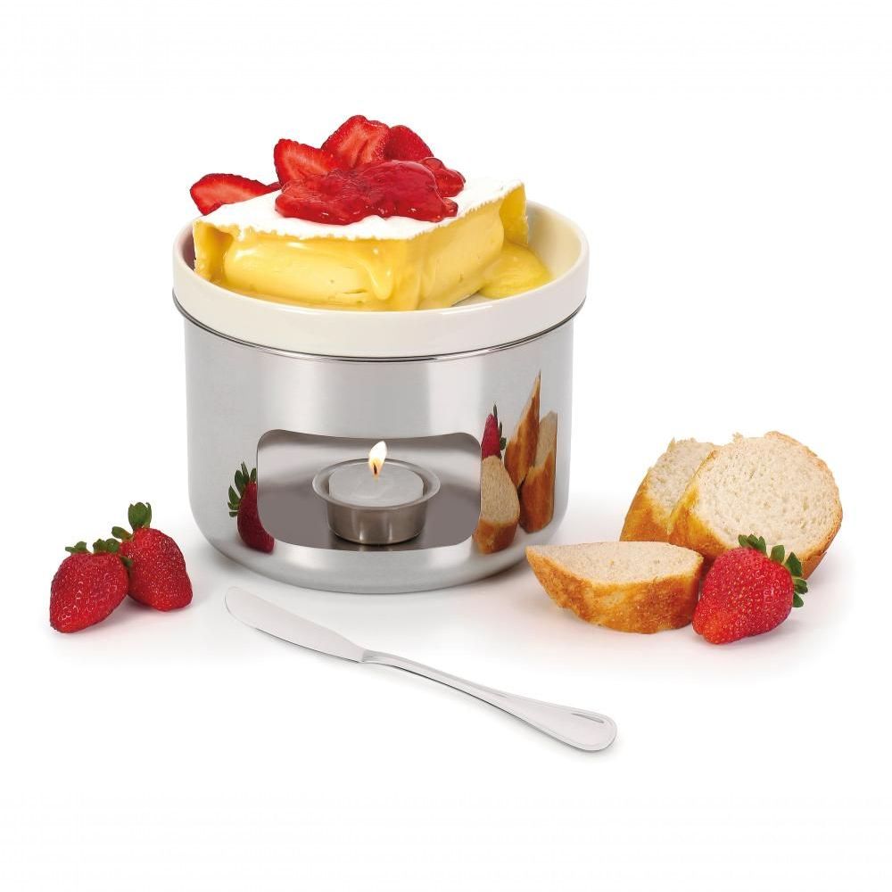 Encontraproduto.com.br - Fondue para queijo brie inox com espátulas Forma 4 peças