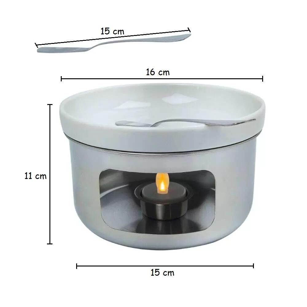 Encontraproduto.com.br - Fondue para queijo brie inox com espátulas Forma 4 peças