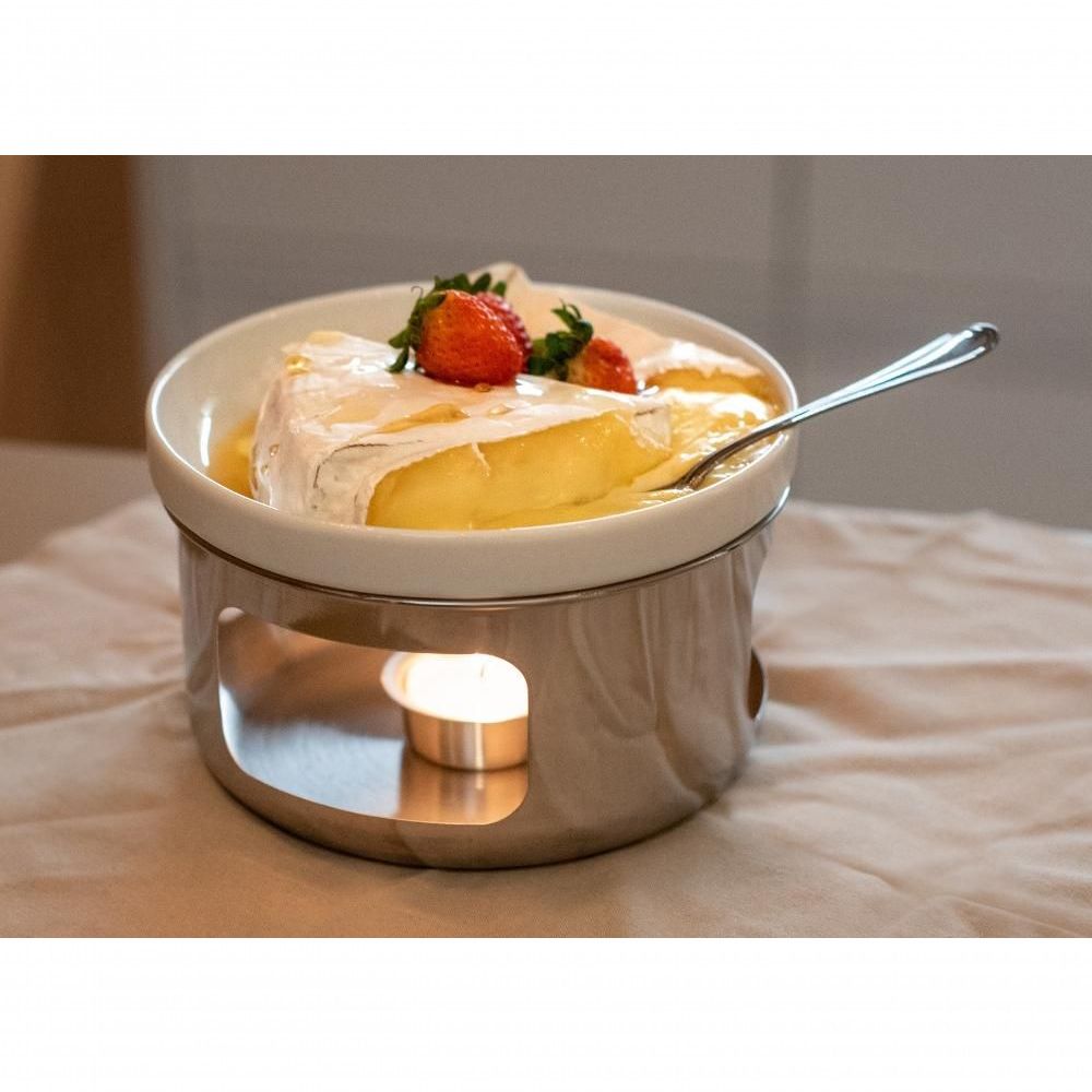 Encontraproduto.com.br - Fondue para queijo brie inox com espátulas Forma 4 peças