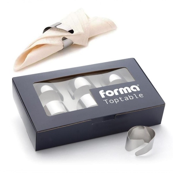Encontraproduto.com.br - Kit Com 6 Argolas Para Guardanapos De Aço Inox Mesa Luxo