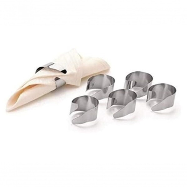 Encontraproduto.com.br - Kit Com 6 Argolas Para Guardanapos De Aço Inox Mesa Luxo