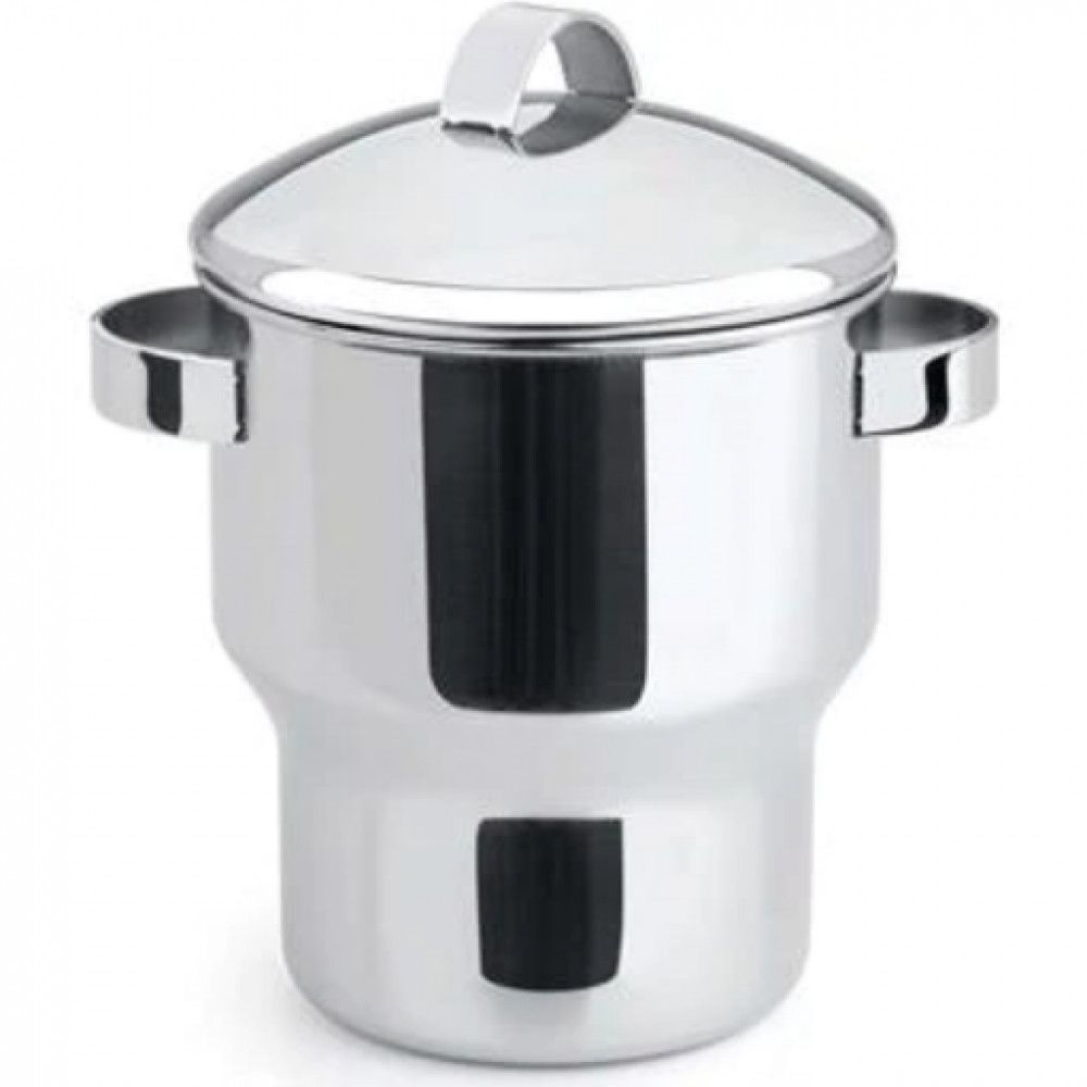 Encontraproduto.com.br - Cuscuzeira Panela Para Cuscuz De Aço Inox 1,3 Litros Funciona Em Fogão De Indução Fervedor Com Alças