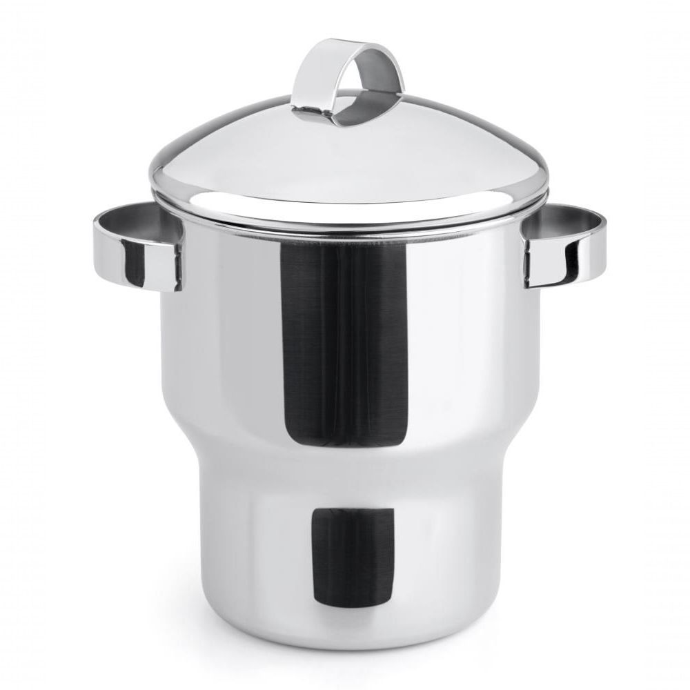 Encontraproduto.com.br - Cuscuzeira Panela Para Cuscuz De Aço Inox 1,3 Litros Funciona Em Fogão De Indução Fervedor Com Alças