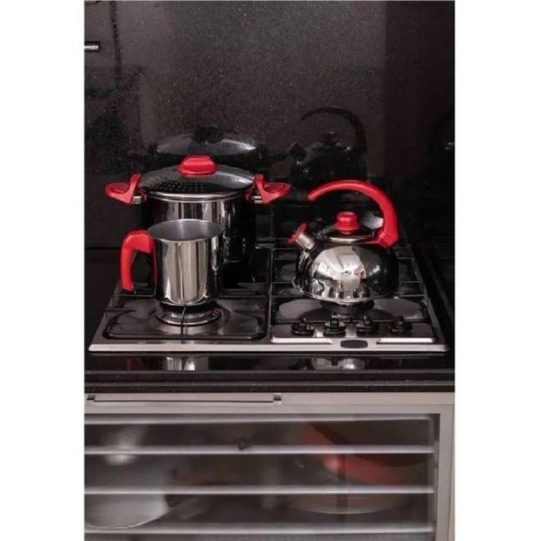 Encontraproduto.com.br - Leiteira Fervedor Cb Vermelho Inox 2l Forma 807935v