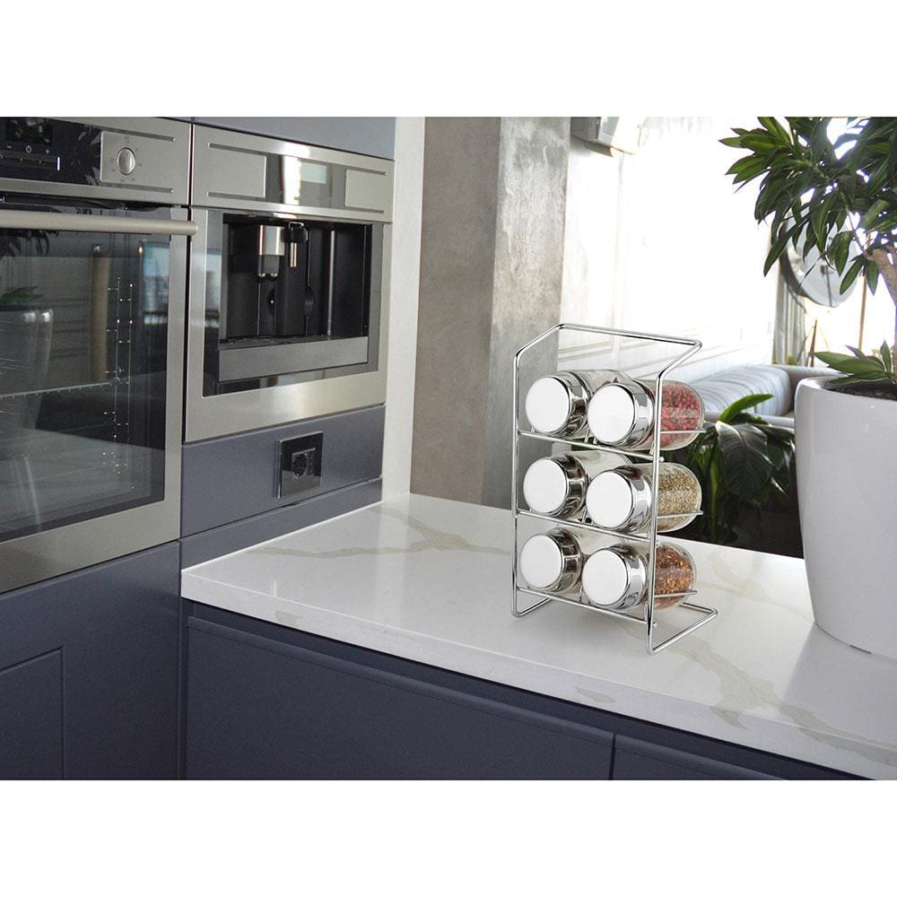 Encontraproduto.com.br - Porta Condimentos Forma Elegance em Aço Inox com 7 Peças - Cromado