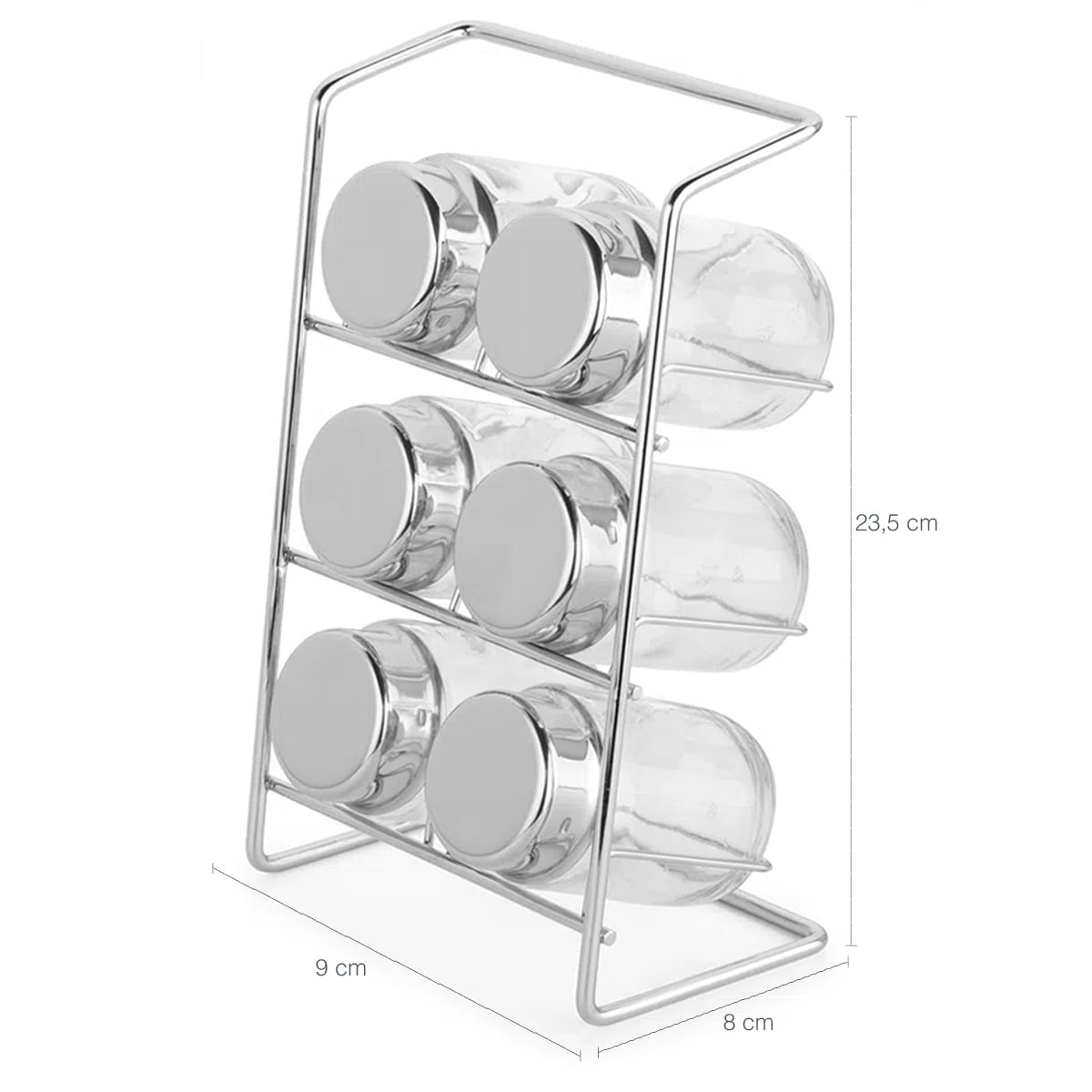 Encontraproduto.com.br - Porta Condimentos Forma Elegance em Aço Inox com 7 Peças - Cromado