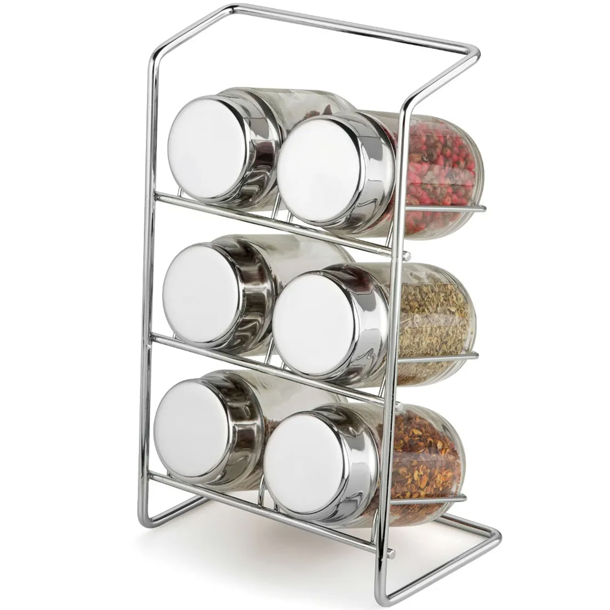 Encontraproduto.com.br - Porta Condimentos Forma Elegance em Aço Inox com 7 Peças - Cromado
