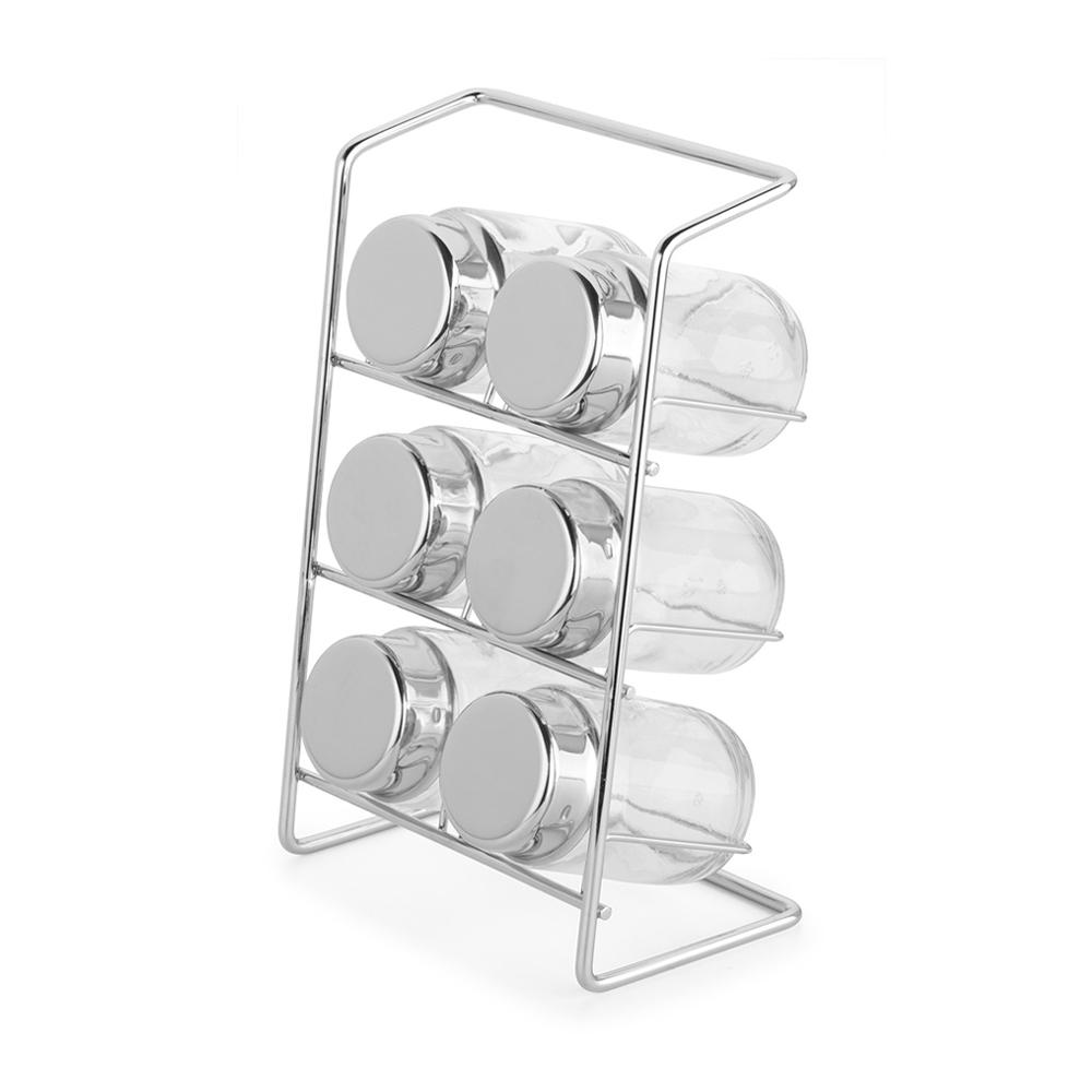 Encontraproduto.com.br - Porta Condimentos Forma Elegance em Aço Inox com 7 Peças - Cromado