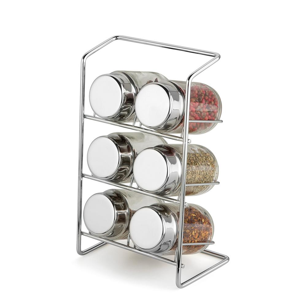 Encontraproduto.com.br - Porta Condimentos Forma Elegance em Aço Inox com 7 Peças - Cromado